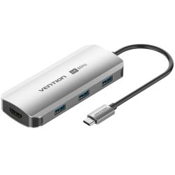 Док-станція USB3.1 Type-C --> HDMI 60Hz/USB 3.0x3/PD 100W 5-in-1 Vention