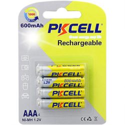 Акумулятор AAA 600mAh,  1.2V Ni-MH, rechargeable battery, PKCELL, 4pcs/card