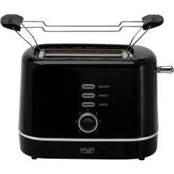 Тостер Adler AD 3224 black 850Вт/ 2 відділення/7 режимів підсмажування/розморожування/підігрів булок