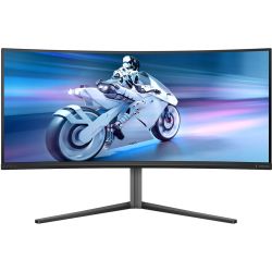 TFT 34" Philips 34M2C6500, QD-OLED, UWQHD, 175hz, вигн, 2xHDMI, DP, USB-hub, HAS, cинювато-сір