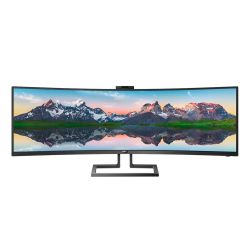 TFT 48.8" Philips 499P9H, VA, 5120 x 1440, USB-C, HDMI (2.0)x2, DPx2, RJ45, webcam, колонки, чорний