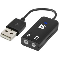 Звукова карта USB AUX jack, 2*TRS (Mic+Ear) Defender чорна