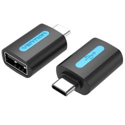 Перехідник USB 2.0 Type-C --> USB AF (OTG)  PVC Vention чорний