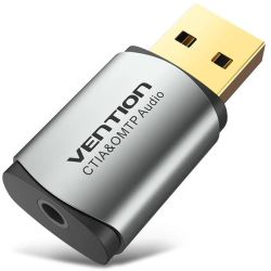 Звукова карта USB AUX jack, TRRS Metal (OMTP-CTIA) Vention сіра