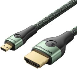 Кабель HDMI M - Micro HDMI M, 2.1 м, V2.0 8K 60Гц Aluminum Alloy Type Green Vention