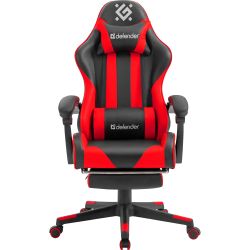 Крісло ігрове Defender Rock, 50мм, Клас 4, ПУ, підніжка, чорно-червоне