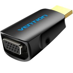 Перехідник HDMI M -> VGA F, 1080P 60Hz, 3,5мм Audio, Vention чорний