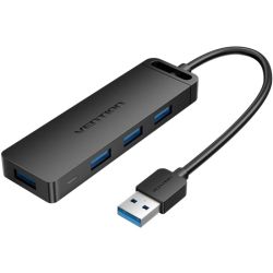 Хаб USB 3.0 -> 4xUSB-A 3.0, 5Gbps,  Black Vention