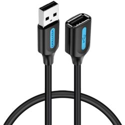 Кабель продовжувач USB 2.0 M - USB 2.0 F 1.5м, PVC Type чорний, Vention