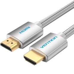 Кабель HDMI M - M, 10.0 м, V2.0, 4K 60Гц, обплетення, Silver Metal Type Vention