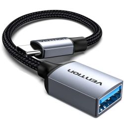 Перехідник USB 3.0 Type-C --> USB AF (OTG) кабель 0.15м  Aluminum Alloy Vention сірий