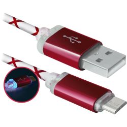 Кабель USB 2.0 AM-micro BM, 1.0 м, червоний, 08-03LT Defender