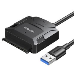 Перехідник USB 3.0 Type-A --> SATA III (F) + DC Adapter, CR108 UGREEN чорний