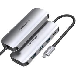 Док-станція USB3.1 Type-C --> HDMI/USB 3.0х3//PD 100W 5-in-1 Vention